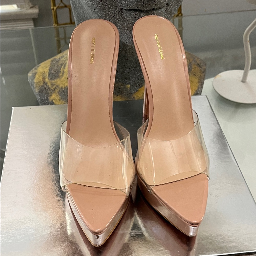 PrettyLittleThing Clear and Nude Heels